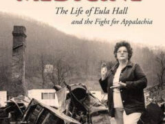 Cover of the 2013 book Mud Creek Medicine. In the cover photo, Eula Hall stands in her clinic's ruins after a fire destroyed it.